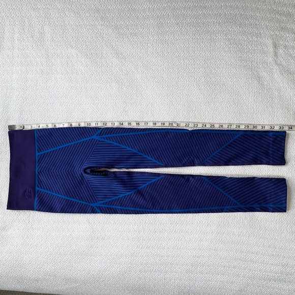 NWT Lacoste Sport Contrast Striped Seamless Leggings High Waist Purple Blue XS - Picture 13 of 13